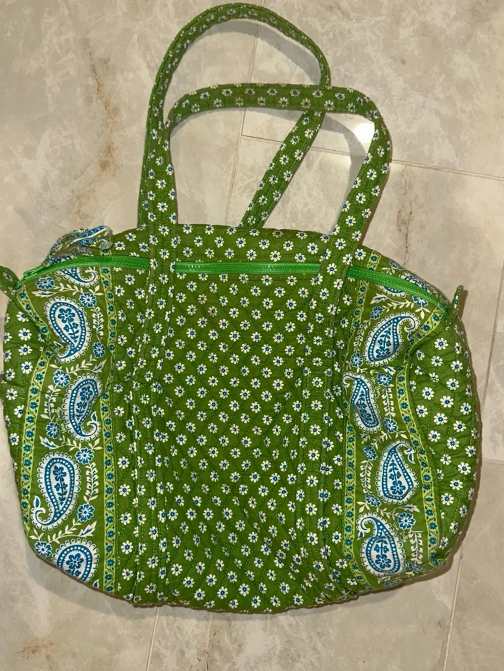 Vera Bradley Green Quilted Floral Paisley Tote